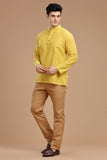 SLUB COTTON SHORT KURTA FULL SLEEVES