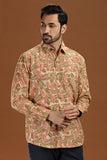 Exquisite Hand Block Print Kalamkari Cotton Shirt with Full Sleeves - Traditional Art Meets Modern Style