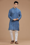 Blockprint cotton long kurta for men, traditional wear, breathable fabric