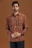 Exquisite Hand Block Print Kalamkari Cotton Shirt with Full Sleeves - Traditional Art Meets Modern Style