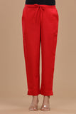 Women's cotton slub ankle-length pants with a textured finish, elastic drawstring waist, and side pockets