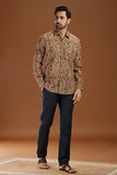 Exquisite Hand Block Print Kalamkari Cotton Shirt with Full Sleeves - Traditional Art Meets Modern Style