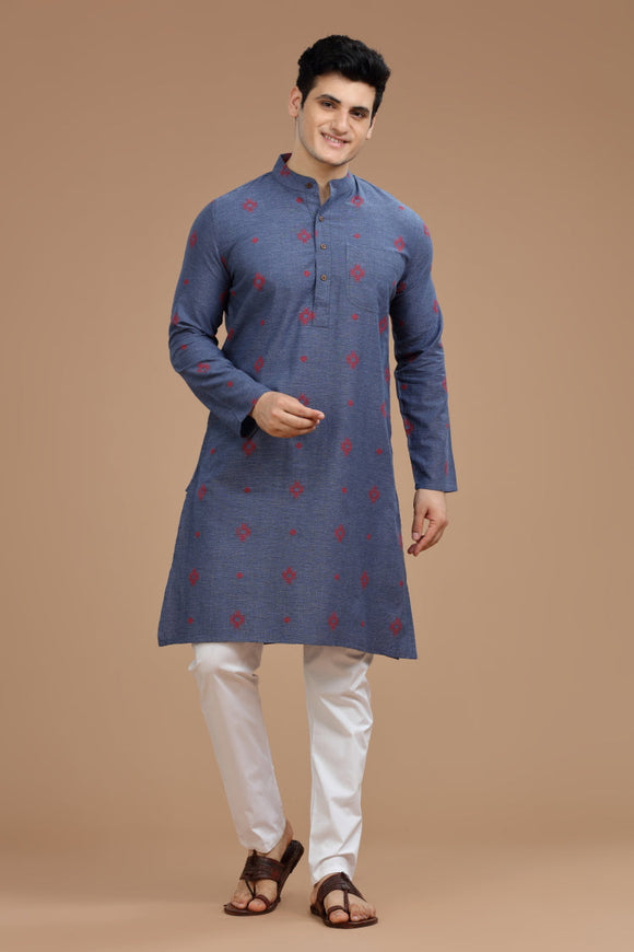 dobby cotton long kurta for men, traditional wear, breathable fabric