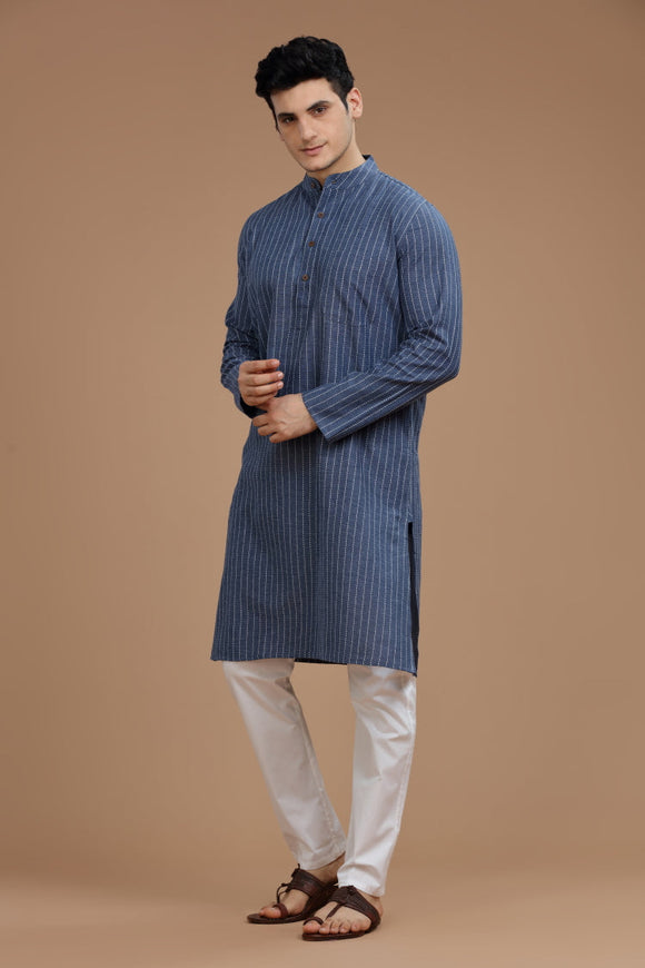 dobby cotton long kurta for men, traditional wear, breathable fabric