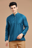 Men's cotton short kurta with full sleeves, casual wear, Indian fashion