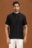 linen cotton short kurta for men, traditional wear, breathable fabric