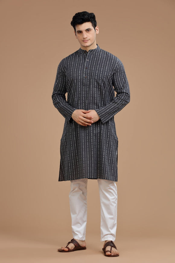 dobby cotton long kurta for men, traditional wear, breathable fabric