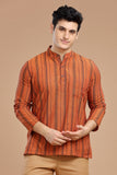 Men's cotton short kurta with full sleeves, casual wear, Indian fashion