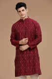 Ikat cotton long kurta for men, traditional wear, breathable fabric