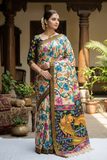 SRIKALAHASTI PEN KALAMKARI NATURAL DYED NELLORE SILK ZARI BORDER SAREE