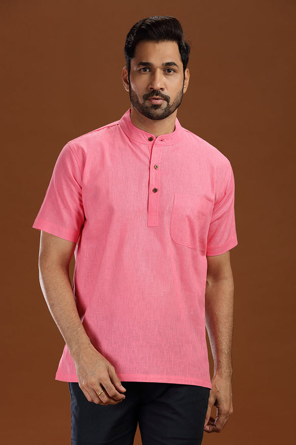 linen cotton short kurta for men, traditional wear, breathable fabric