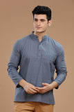 Men's cotton short kurta with full sleeves, casual wear, Indian fashion