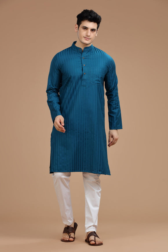 Lustre cotton long kurta for men, traditional wear, breathable fabric