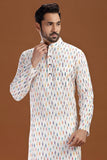 Ikat cotton long kurta for men, traditional wear, breathable fabric