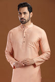 PEACH VISCOSE SILK LONG KURTA