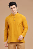 Men's cotton short kurta with full sleeves, casual wear, Indian fashion