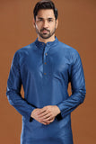 BLUE VISCOSE SILK LONG KURTA