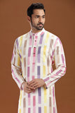 Ikat cotton long kurta for men, traditional wear, breathable fabric