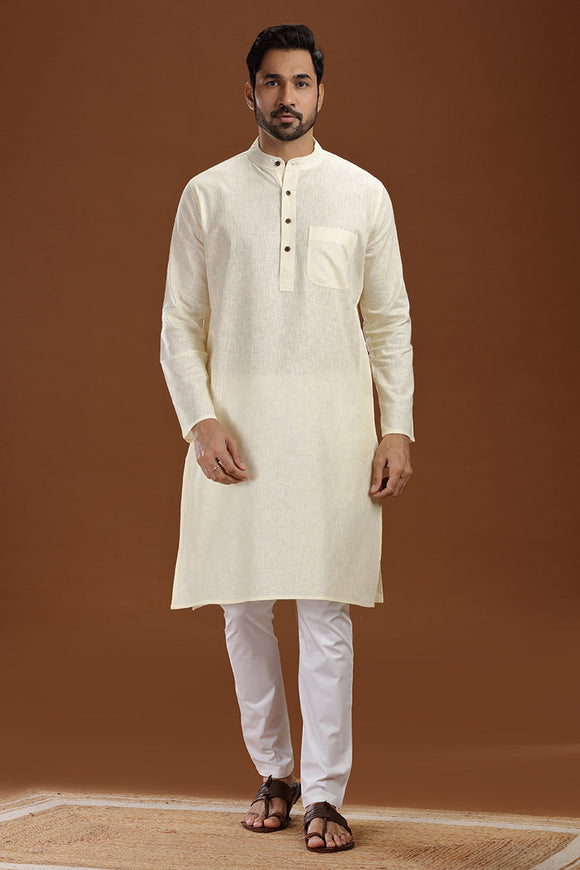 linen cotton long kurta for men, traditional wear, breathable fabric
