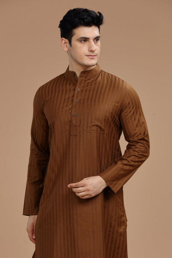 Lustre cotton long kurta for men, traditional wear, breathable fabric