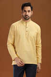 linen cotton short kurta for men, traditional wear, breathable fabric