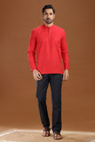linen cotton short kurta for men, traditional wear, breathable fabric