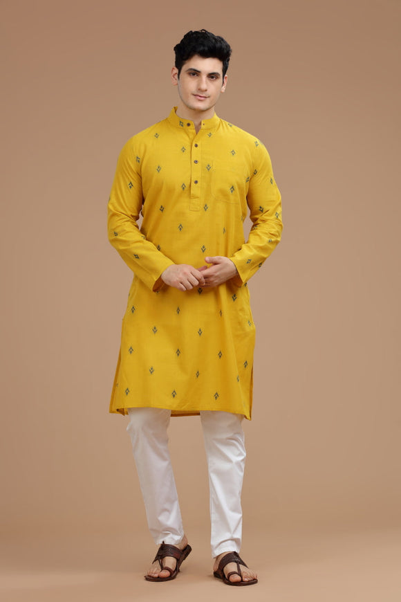 dobby cotton long kurta for men, traditional wear, breathable fabric