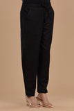Women's cotton slub ankle-length pants with a textured finish, elastic drawstring waist, and side pockets