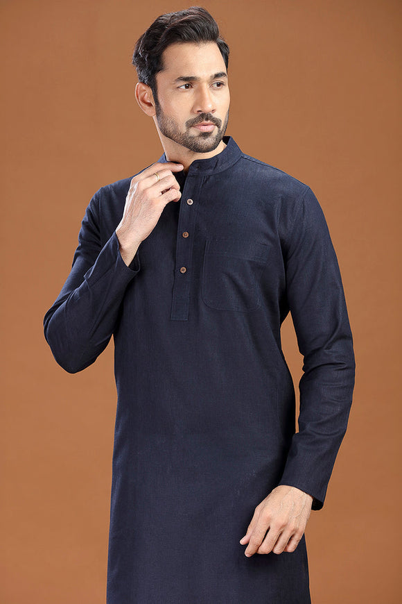 linen cotton long kurta for men, traditional wear, breathable fabric