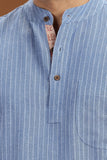 BLUE DOBBY COTTON SHORT KURTA HALF SLEEVES