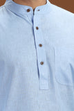 BLUE LINEN COTTON LONG KURTA