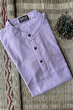 LAVENDER TEXTURED COTTON SHORT KURTA HALF SLEEVES
