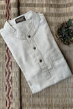 BEIGE TEXTURED COTTON SHORT KURTA HALF SLEEVES