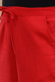 RED COTTON SLUB PANTS