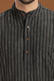 BLACK COTTON DOBBY LONG KURTA