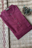 MAROON SELF TEXTURED COTTON SHORT KURTA HALF SLEEVES