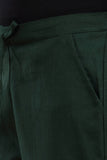 GREEN COTTON SLUB PANTS