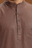 BROWN LINEN COTTON LONG KURTA