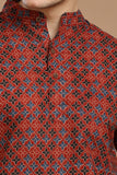 BLOCK PRINTED COTTON SHORT KURTA