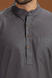 GREY LINEN COTTON LONG KURTA