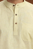 BEIGE LINEN COTTON HALF SLEEVES SHORT KURTA