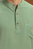GREEN DOBBY COTTON SHORT KURTA HALF SLEEVES