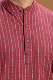 MAROON DOBBY COTTON SHORT KURTA HALF SLEEVES