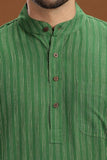 GREEN COTTON DOBBY LONG KURTA