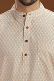 BEIGE COTTON DOBBY LONG KURTA