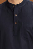 BLACK LINEN COTTON FULL SLEEVES SHORT KURTA