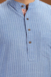 BLUE COTTON DOBBY LONG KURTA