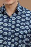 INDIGO BLOCKPRINT SHIRT HALF SLEEVES SHIRT