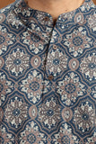 BLACK PRINTED COTTON SHORT KURTA HALF SLEEVES