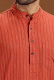 RUST COTTON DOBBY LONG KURTA